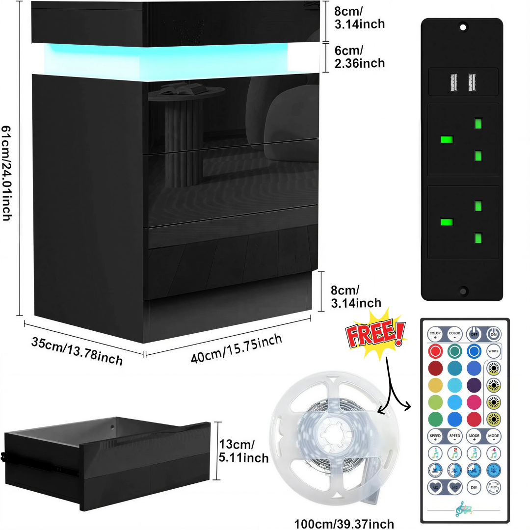 Smart LED Bedside Table