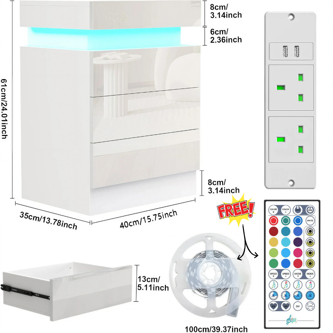 Smart LED Bedside Table